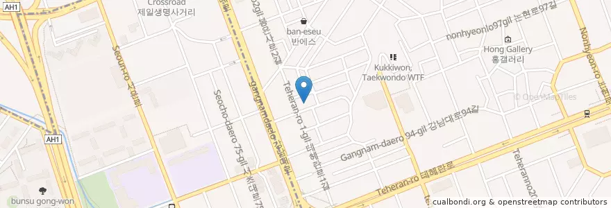 Mapa de ubicacion de Mango plate Bbq AUCE en Corée Du Sud, Séoul, 강남구, 서초구, 역삼동, 역삼1동.