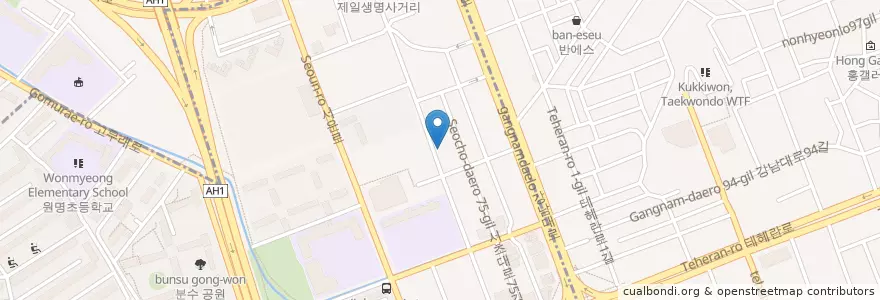 Mapa de ubicacion de Hanam Pig Bbq en Südkorea, Seoul, 서초구, 서초동, 서초4동.