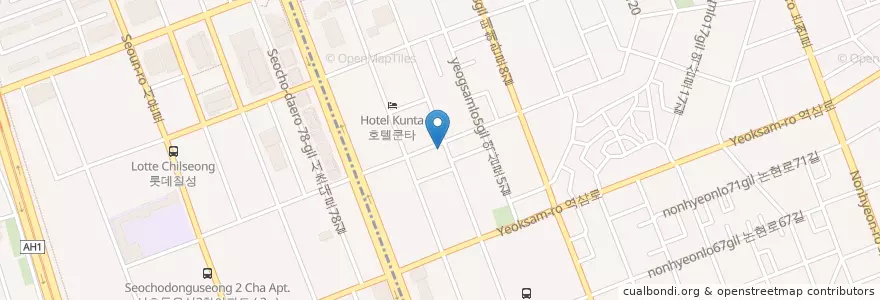 Mapa de ubicacion de Tuna work shop en Corea Del Sud, Seul, 강남구, 서초구, 역삼동, 역삼1동.