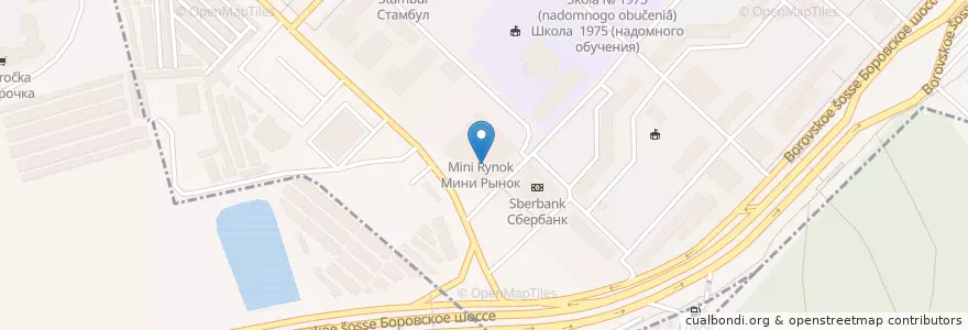 Mapa de ubicacion de Чайхона Шамс en Rusia, Distrito Federal Central, Москва, Западный Административный Округ, Район Ново-Переделкино.