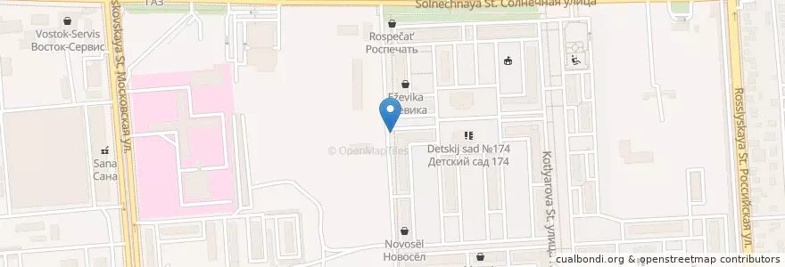 Mapa de ubicacion de Пирожковая en روسيا, منطقة فيدرالية جنوبية, منطقة كراسنودار, Городской Округ Краснодар.