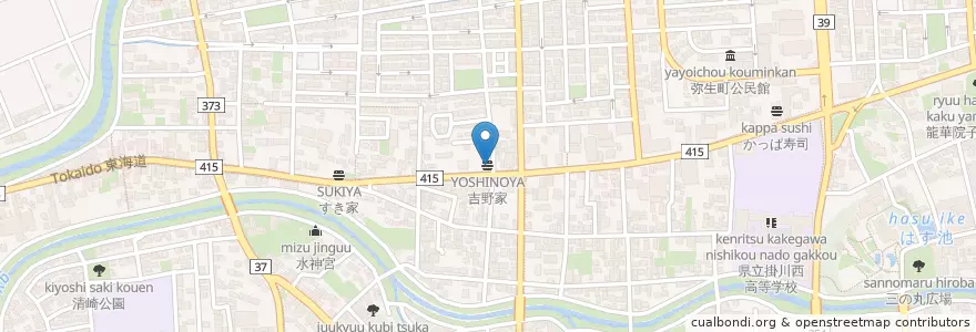 Mapa de ubicacion de 吉野家 en اليابان, شيزوكا, 掛川市.