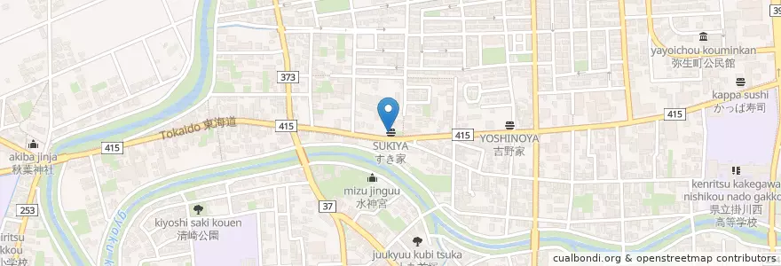 Mapa de ubicacion de すき家 en Giappone, Prefettura Di Shizuoka, 掛川市.