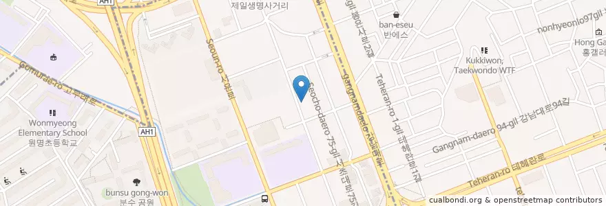 Mapa de ubicacion de Hanam pig en Coreia Do Sul, Seul, 서초구, 서초동, 서초4동.