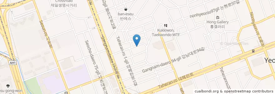 Mapa de ubicacion de Ugly Stove pasta en Zuid-Korea, Seoel, 강남구, 서초구, 역삼동, 역삼1동.