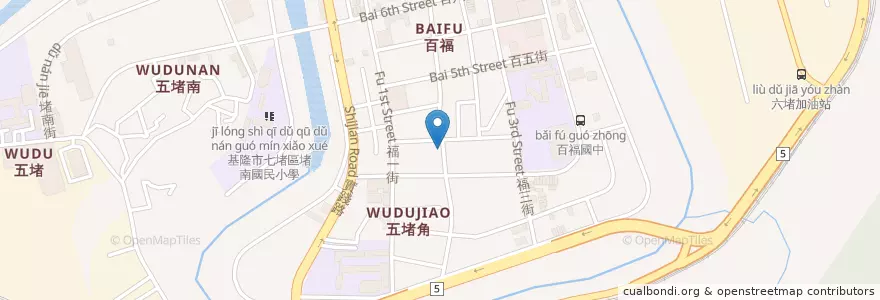 Mapa de ubicacion de 爆漿奶油車輪餅 en 타이완, 타이완성, 지룽 시, 치두 구.