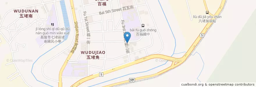 Mapa de ubicacion de 鳳蓮素食自助餐廳 en Taiwán, Provincia De Taiwán, 基隆市, 七堵區.