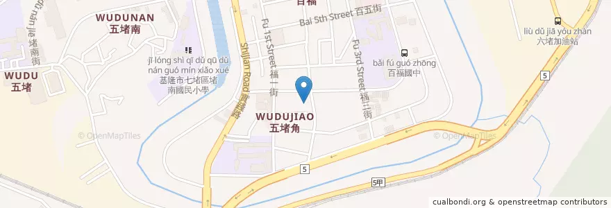 Mapa de ubicacion de 福二街廣東粥 en Taiwan, Taiwan Province, Keelung, Qidu.