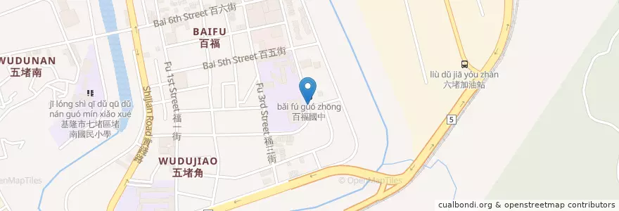 Mapa de ubicacion de 塘老鴨漢堡早餐店 en تایوان, 臺灣省, 基隆市, 七堵區.