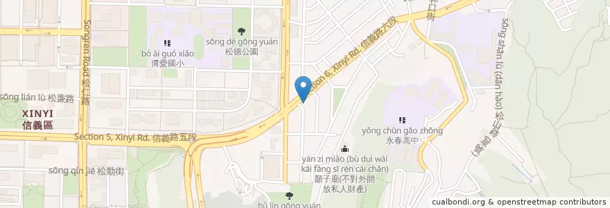 Mapa de ubicacion de 越南東家餐廳 en 타이완, 신베이 시, 타이베이시, 신이 구.
