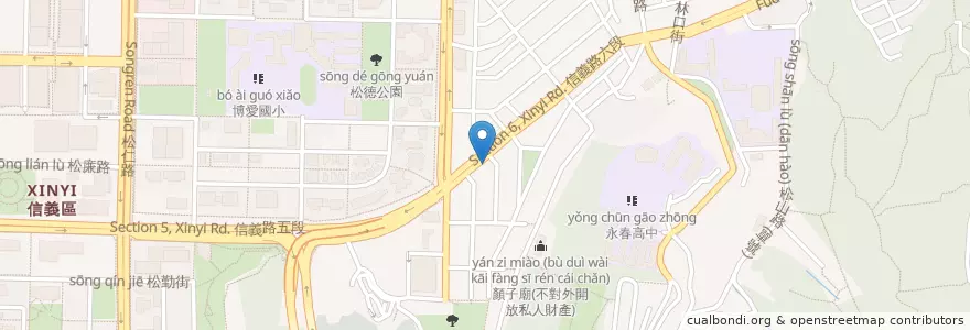 Mapa de ubicacion de 越南東家鮮物羊肉爐 en 台湾, 新北市, 台北市, 信義区.