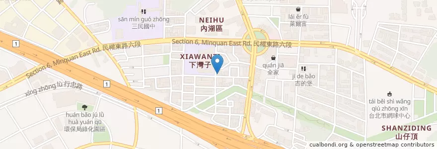 Mapa de ubicacion de 傑克早餐 en Taiwan, Nuova Taipei, Taipei, Distretto Di Neihu.