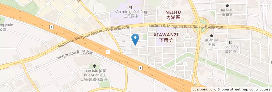 Mapa de ubicacion de 車庫-家傳肉焿 en 臺灣, 新北市, 臺北市, 內湖區.