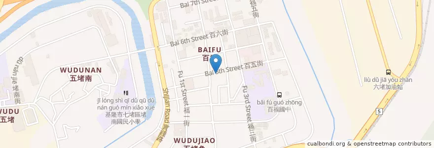 Mapa de ubicacion de 百福鐵板燒 en Тайвань, Тайвань, Цзилун, 七堵區.