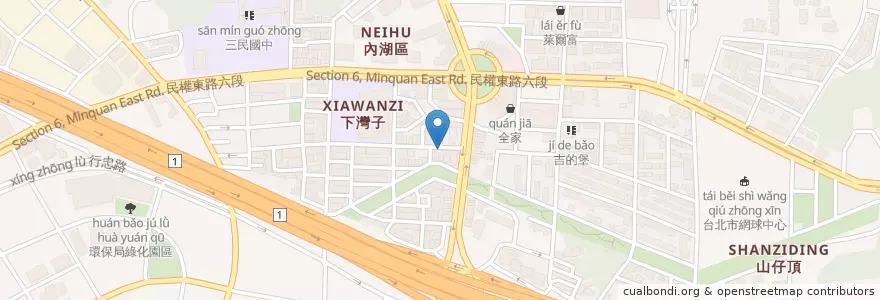 Mapa de ubicacion de 永成牛肉麵 en تايوان, تايبيه الجديدة, تايبيه, 內湖區.