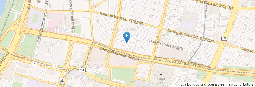 Mapa de ubicacion de 後車站六洲麵線 en تايوان, تايبيه الجديدة, تايبيه, 大同區.