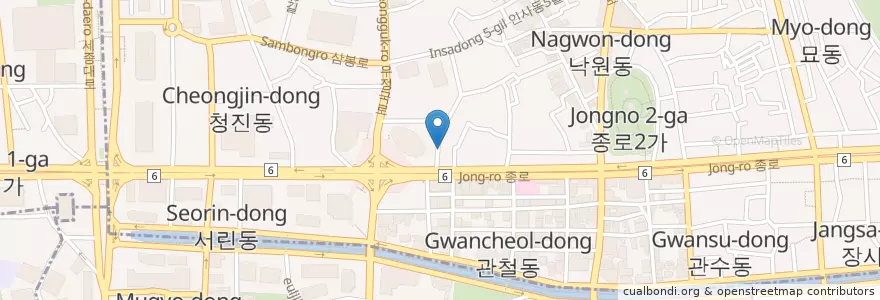 Mapa de ubicacion de Tuna Workshop en Südkorea, Seoul, 종로구, 종로1·2·3·4가동.