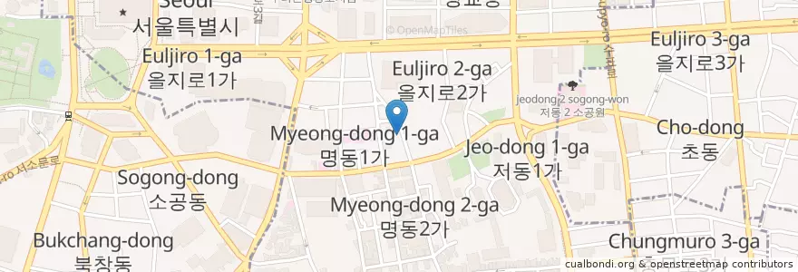 Mapa de ubicacion de Wongdang Gamjatang, spicy pork bone soup en Korea Selatan, 서울, 명동.