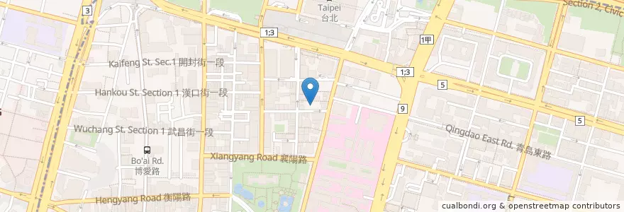 Mapa de ubicacion de 中一素食園 en 臺灣, 新北市, 臺北市, 中正區.