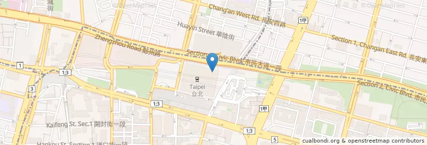 Mapa de ubicacion de 瓦城Express en 臺灣, 新北市, 臺北市, 中正區.
