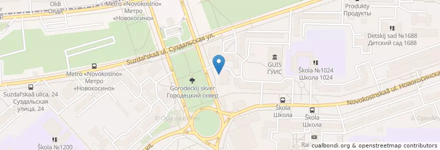 Mapa de ubicacion de Пончики en Rússia, Distrito Federal Central, Москва, Восточный Административный Округ, Район Новокосино.