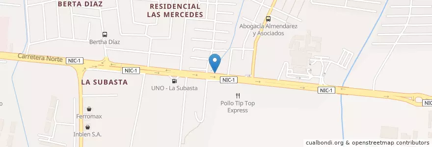 Mapa de ubicacion de El Norteño en 니카라과, Departamento De Managua, Managua (Municipio).