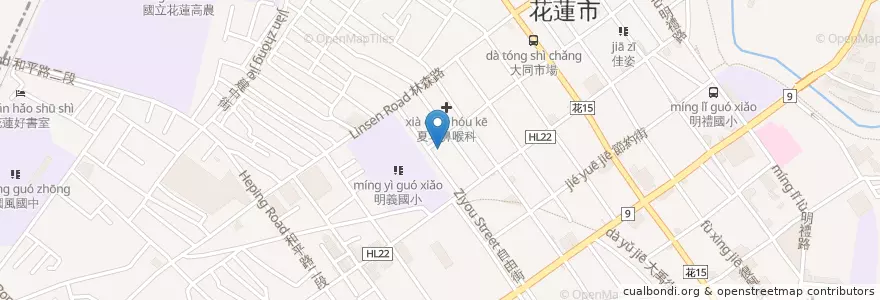 Mapa de ubicacion de 石庭客家小館 en 타이완, 타이완성, 화롄현, 화롄 시.