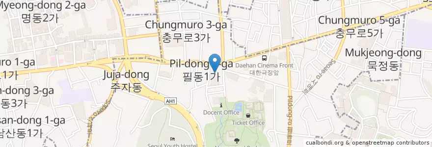 Mapa de ubicacion de MBN 매일방송 en Zuid-Korea, Seoel, 중구, 필동.