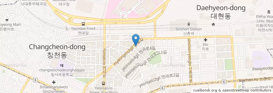 Mapa de ubicacion de Sinseong Seolleongtang, Ox bone soup en Güney Kore, Seul, 마포구.