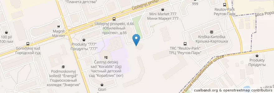Mapa de ubicacion de Советская аптека en Russie, District Fédéral Central, Oblast De Moscou, Городской Округ Реутов.