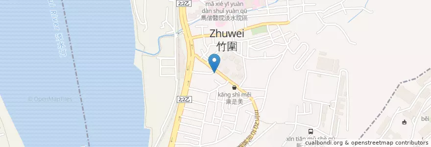 Mapa de ubicacion de 品味牛排餐酒館 en تایوان, 新北市, 淡水區.