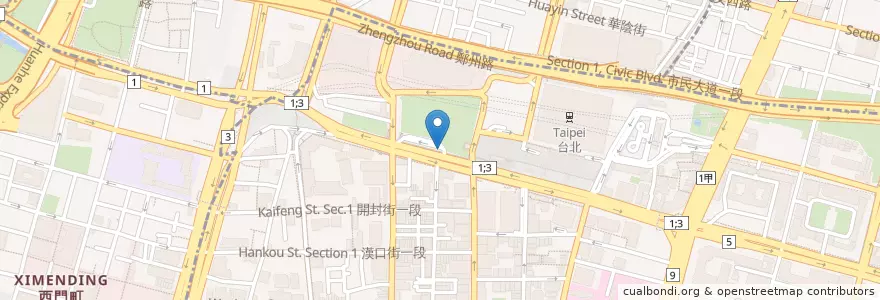 Mapa de ubicacion de 福祿屋和食拉麵 en Taiwan, New Taipei, Taipei, Zhongzheng District.