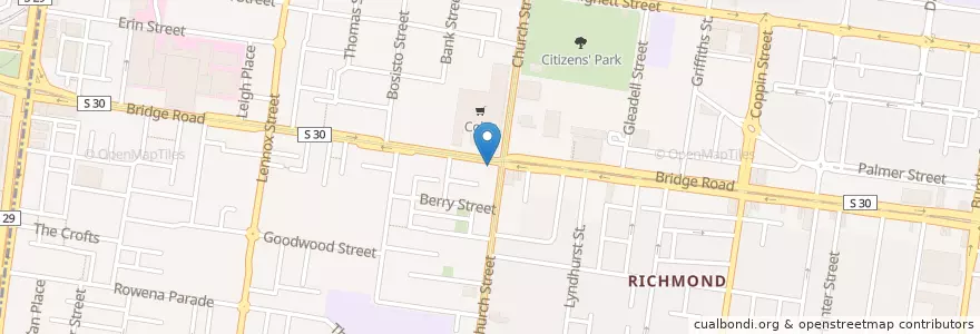Mapa de ubicacion de P. Moshidis Bridge Road Pharmacy en オーストラリア, ビクトリア, City Of Yarra.