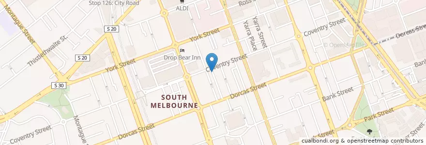 Mapa de ubicacion de Giddiup Cafe en Avustralya, Victoria, City Of Port Phillip.