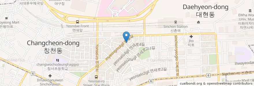 Mapa de ubicacion de sinseong seolnangtang,ox bone soup en Güney Kore, Seul, 마포구.