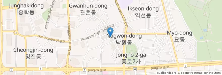 Mapa de ubicacion de Bukchon Sonmandu ,Dumpling en Corea Del Sud, Seul, 종로구, 종로1·2·3·4가동.