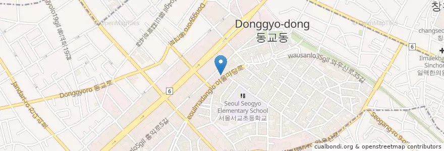 Mapa de ubicacion de Chix Baengi en 대한민국, 서울, 마포구, 서교동.