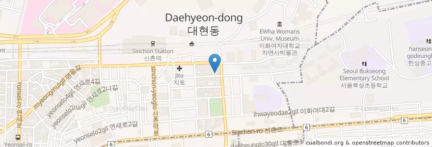 Mapa de ubicacion de Ehwa Andong Jjmdak, Chix Stew en کره جنوبی, سئول, 마포구, 신촌동.