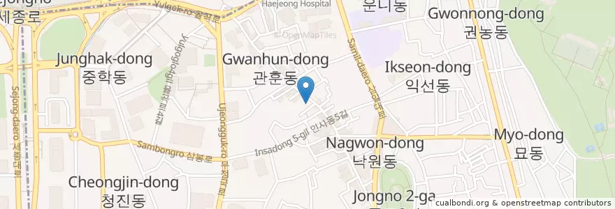 Mapa de ubicacion de Osulloc Tea en Güney Kore, Seul, 종로구, 종로1·2·3·4가동.