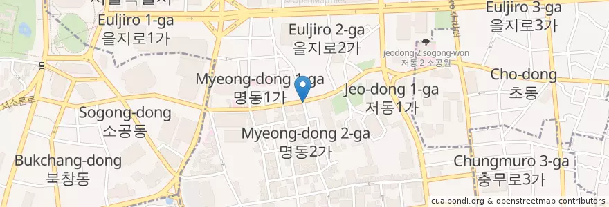 Mapa de ubicacion de Andong Jjmdak. Chix stew en Республика Корея, Сеул, 명동.