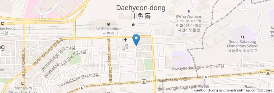 Mapa de ubicacion de Issac Toast en Südkorea, Seoul, 마포구, 신촌동.