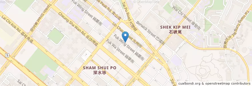 Mapa de ubicacion de 十八座狗仔粉 en China, Guangdong, Hong Kong, Kowloon, Wilayah Baru, 深水埗區 Sham Shui Po District.