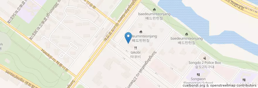 Mapa de ubicacion de スターバックス en 大韓民国, 仁川広域市, 延寿区, 송도동.