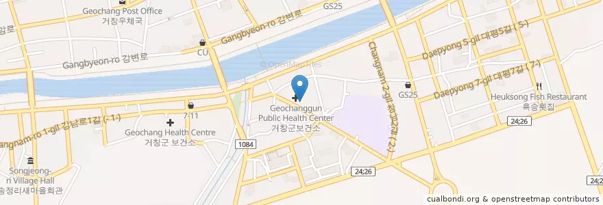 Mapa de ubicacion de 청소년종합저원센터 en 대한민국, 경상남도, 거창군.
