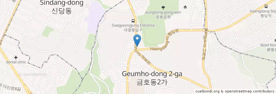 Mapa de ubicacion de 신한은행 신금호역지점 en Coreia Do Sul, Seul, 성동구, 금호2·3가동.
