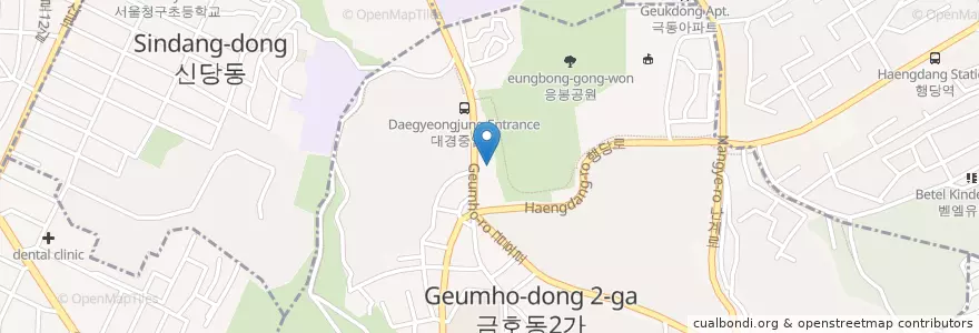 Mapa de ubicacion de 맘스터치 en Corea Del Sur, Seúl, 성동구, 금호2·3가동.