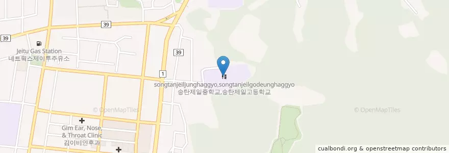 Mapa de ubicacion de 라온중학교 en Corée Du Sud, Gyeonggi, 평택시.