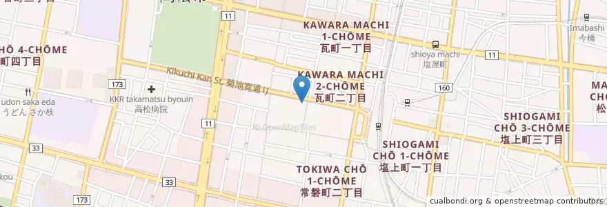Mapa de ubicacion de 高松瓦町郵便局 en Japonya, 香川県, 高松市.