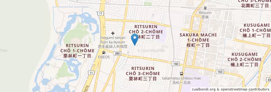 Mapa de ubicacion de 神木神社 en 日本, 香川县, 高松市.