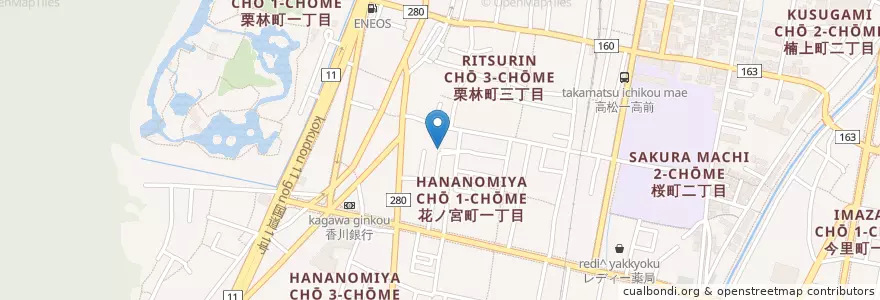 Mapa de ubicacion de 三社神社 en ژاپن, 香川県, 高松市.